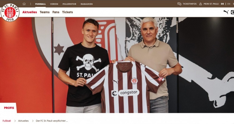 官方：圣保利签下马格德堡前锋卡尔斯 据悉转会费400万欧