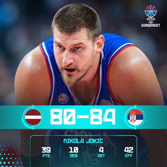 打破魔咒！约基奇39分创国家队生涯单场得分纪录 率队赢拉脱维亚