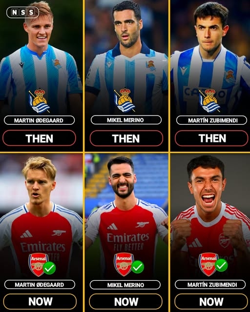 皇社中场到齐！厄德高、梅里诺、苏维门迪首次在阿森纳同时首发