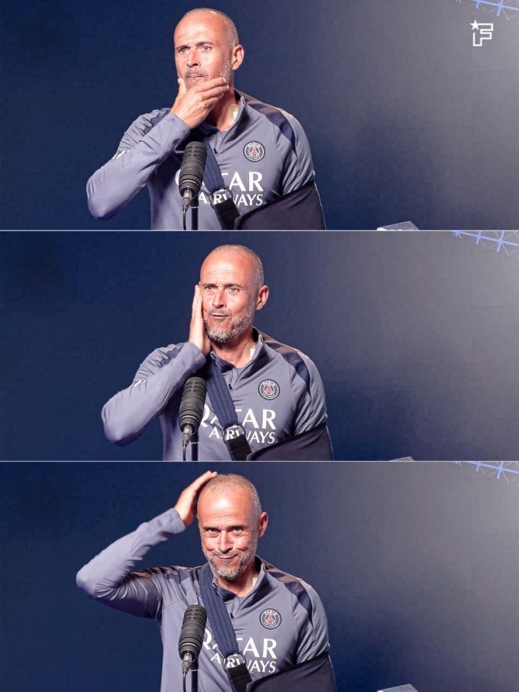 队报：恩里克肩锁关节手术后回到训练场，现场指导巴黎全队的训练