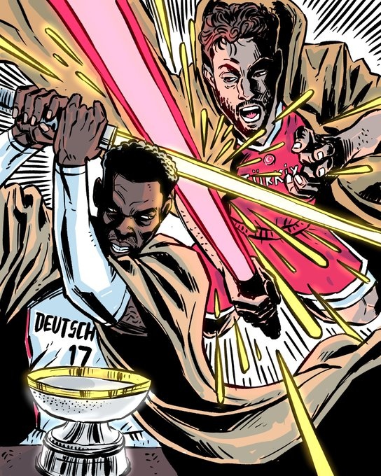 欧锦赛官推晒决赛预热海报：欧洲之战 你支持谁？