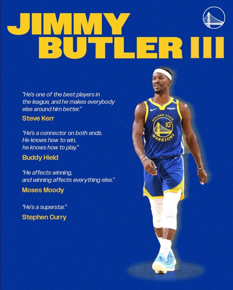 高度评价！勇士官推晒教练、队友语录祝巴特勒36岁生日快乐