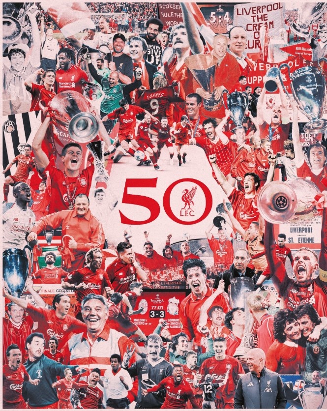 怎能不令人热血澎湃！第50次参加欧战，利物浦官方发布纪念海报