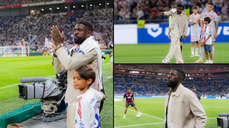 里昂为青训球员、前巴萨后卫乌姆蒂蒂举办退役仪式，赛前进行开球