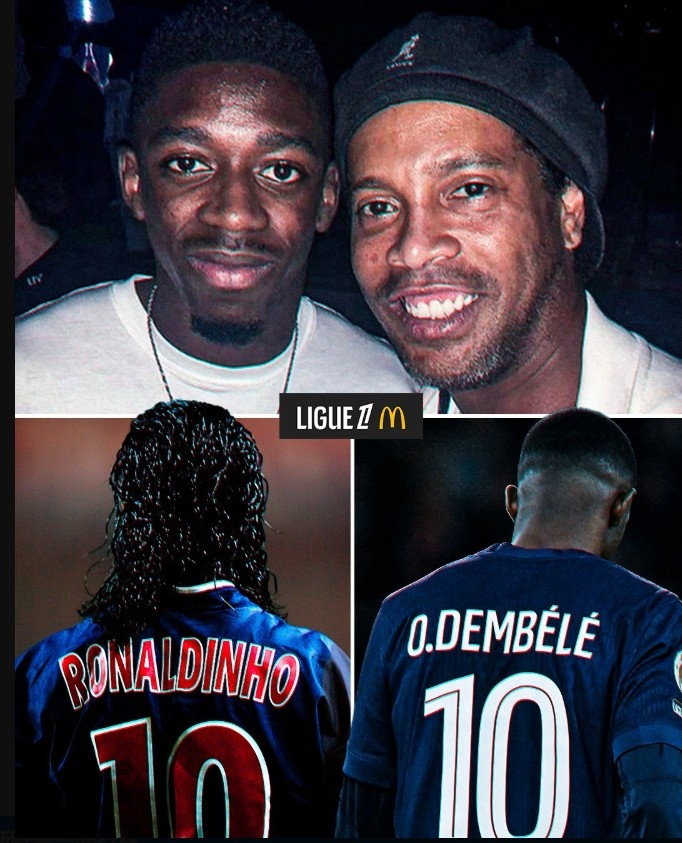 两个金球奖得主？法甲官方晒登贝莱、小罗合照：巴黎的10号传承