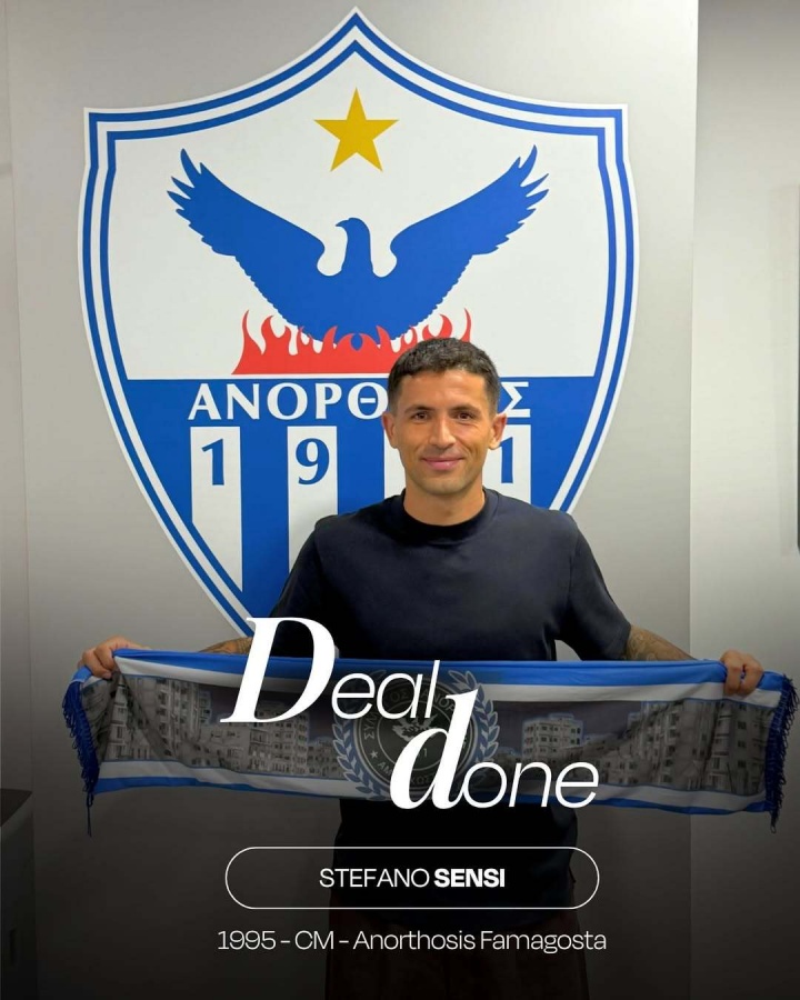 意媒：国米旧将森西在塞浦路斯球队年薪50万欧，签约1＋1年