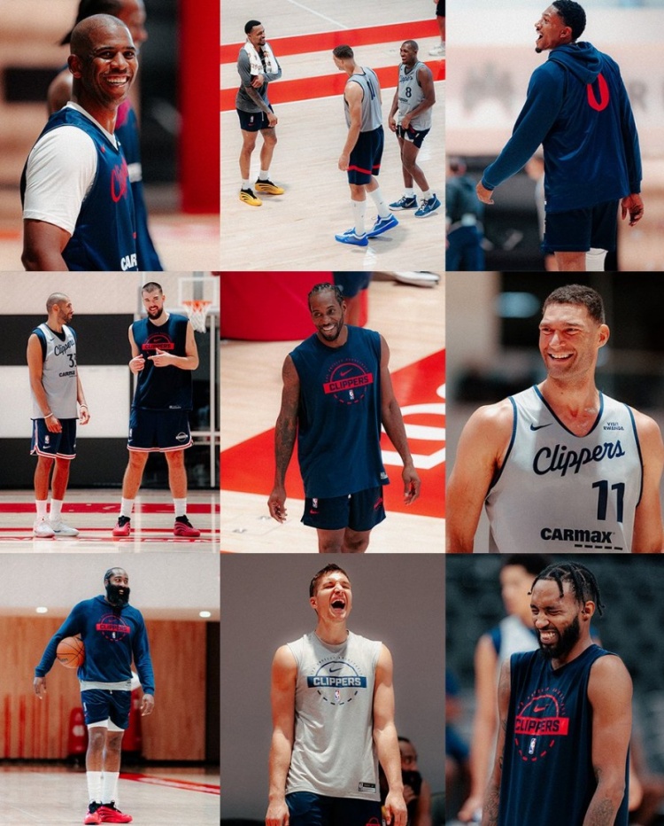 快船全员笑：保罗有点假🤣小卡罕见&哈登自然 博格丹小琼斯笑疯