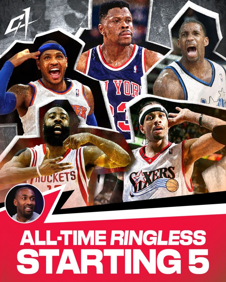 大将军评选的无冠历史首发五人组：艾弗森+哈登+麦迪+甜瓜+尤因